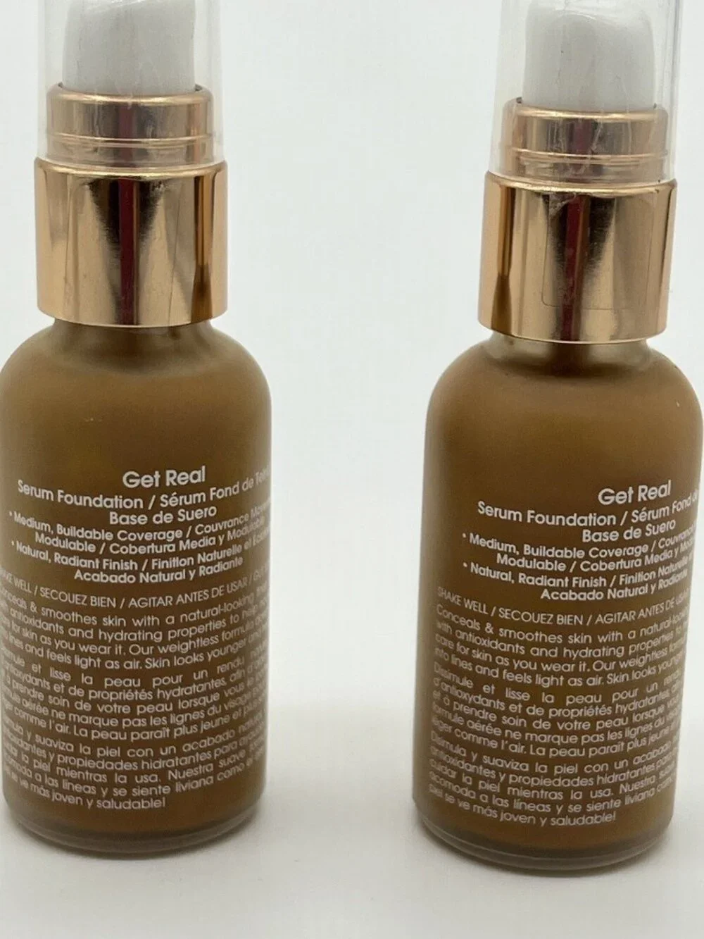 2 New Flower Get Real Serum Foundation CARAMEL M5 1.0 fl oz Each Factory Sealed